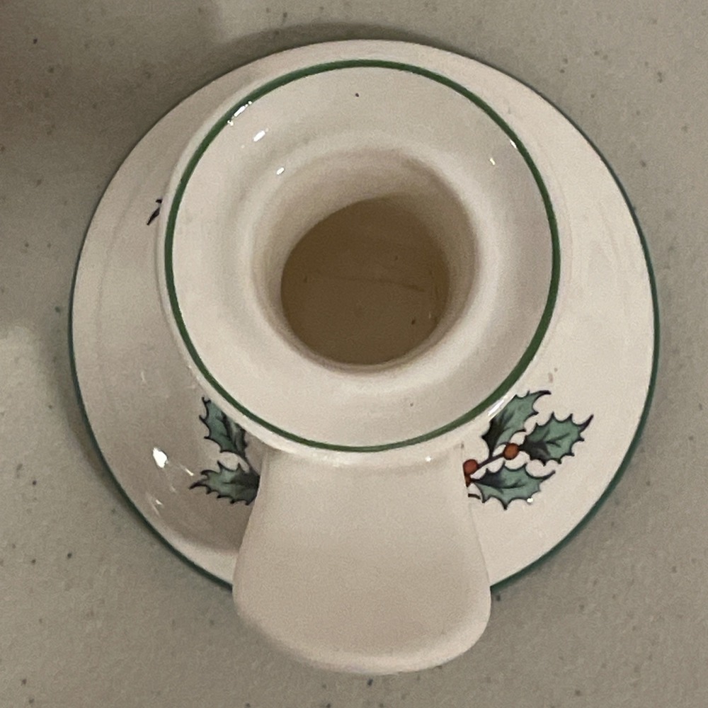 Vintage Spode Christmas Tree Chamberstick Candle Holder Holly Berry England - Picture 6 of 10